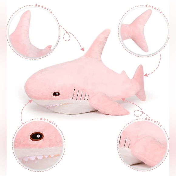 Morimos 32" Pink Shark Pillow Plush. Brand New With Tags. - Picture 6 of 12